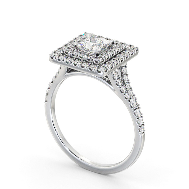 Halo Princess Diamond Engagement Ring 9K White Gold - Petronel ENPR97_WG_SIDE