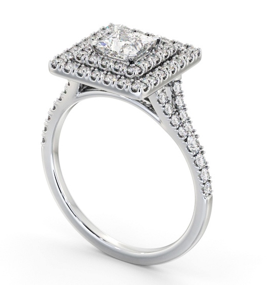  Halo Princess Diamond Engagement Ring 18K White Gold - Petronel ENPR97_WG_THUMB1 
