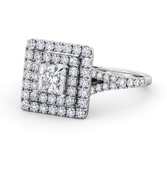  Halo Princess Diamond Engagement Ring Platinum - Petronel ENPR97_WG_THUMB2 