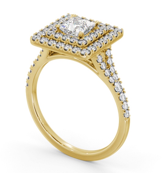 Double Halo Princess Diamond Engagement Ring 9K Yellow Gold ENPR97_YG_THUMB1 
