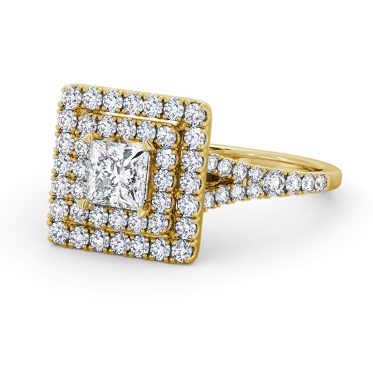  Halo Princess Diamond Engagement Ring 18K Yellow Gold - Petronel ENPR97_YG_THUMB2 