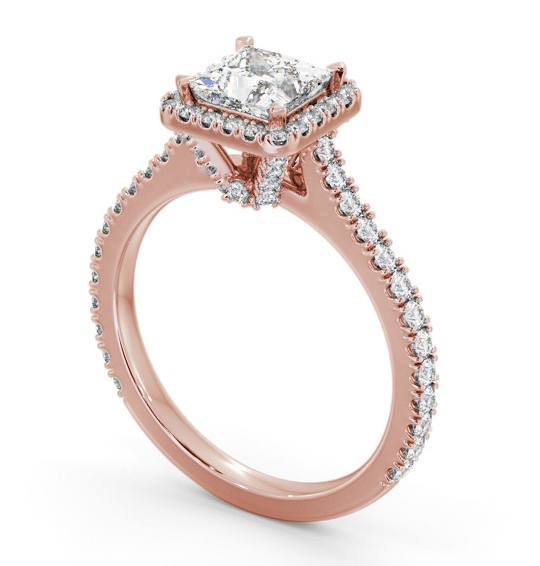 Halo Princess Diamond Engagement Ring with Diamond Set Supports 9K Rose Gold ENPR98_RG_THUMB1 