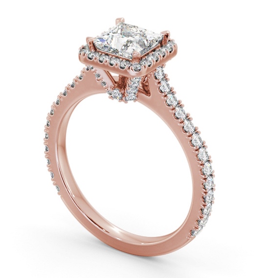 Halo Princess Diamond Engagement Ring with Diamond Set Supports 9K Rose Gold ENPR98_RG_THUMB1