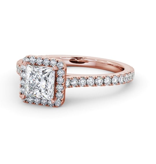 Halo Princess Diamond Engagement Ring with Diamond Set Supports 9K Rose Gold ENPR98_RG_THUMB2 