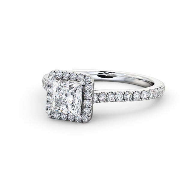 Halo Princess Diamond Engagement Ring 18K White Gold - Maddison ENPR98_WG_FLAT