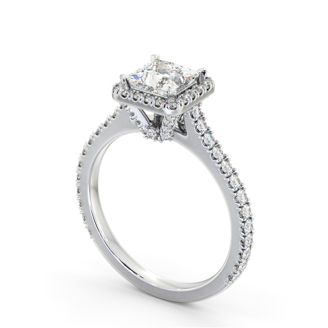 Halo Princess Diamond Engagement Ring 9K White Gold - Maddison ENPR98_WG_SIDE
