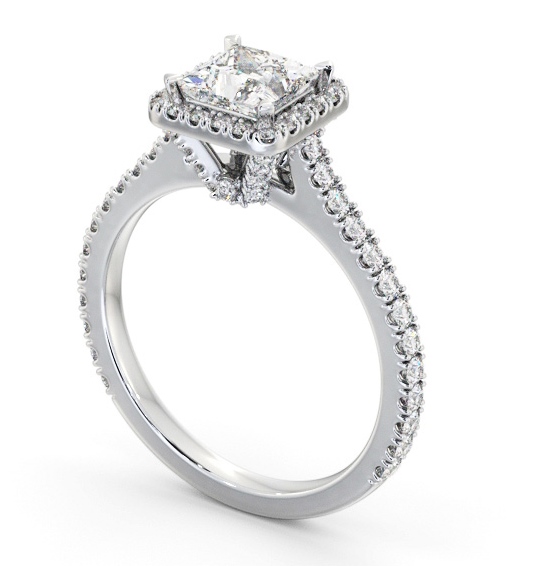 Halo Princess Diamond Engagement Ring with Diamond Set Supports 18K White Gold ENPR98_WG_THUMB1