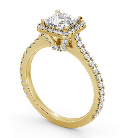 Halo Princess Diamond Engagement Ring with Diamond Set Supports 9K Yellow Gold ENPR98_YG_THUMB1