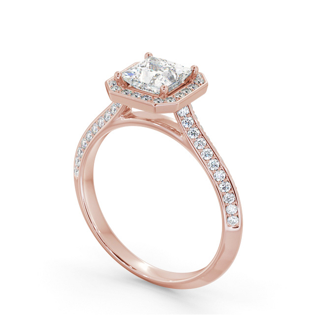 Halo Princess Diamond Engagement Ring 9K Rose Gold - Annabelle ENPR99_RG_SIDE