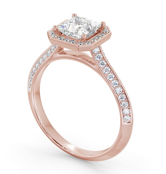 Halo Princess Diamond with Knife Edge Band Engagement Ring 18K Rose Gold ENPR99_RG_THUMB1