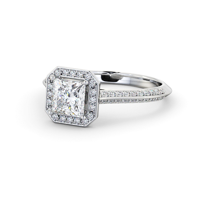 Halo Princess Diamond Engagement Ring Palladium - Annabelle ENPR99_WG_FLAT