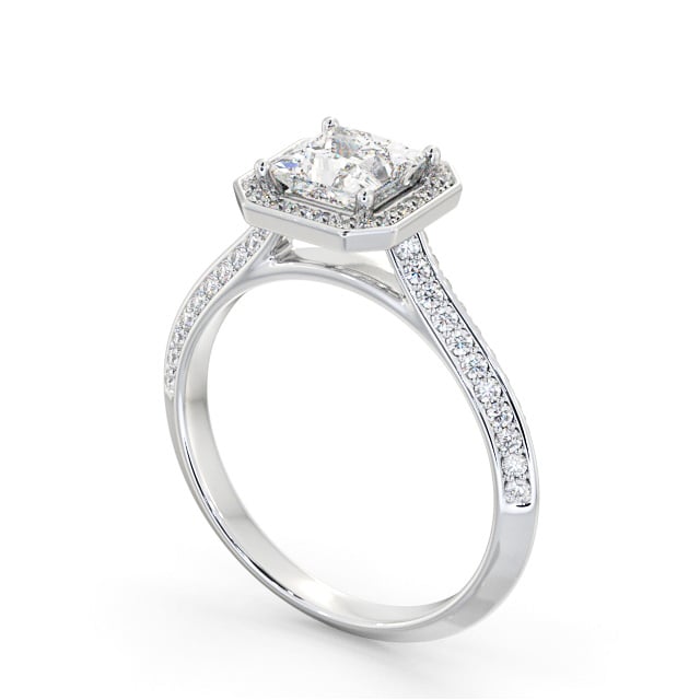 Halo Princess Diamond Engagement Ring 9K White Gold - Annabelle ENPR99_WG_SIDE