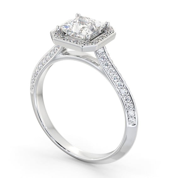  Halo Princess Diamond Engagement Ring 18K White Gold - Annabelle ENPR99_WG_THUMB1 