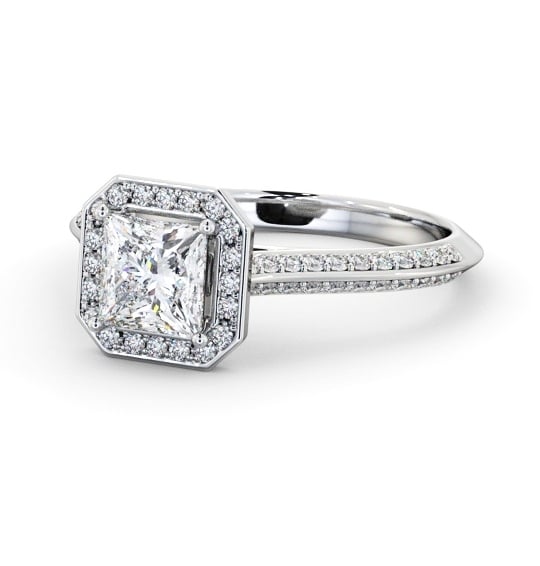  Halo Princess Diamond Engagement Ring 18K White Gold - Annabelle ENPR99_WG_THUMB2 