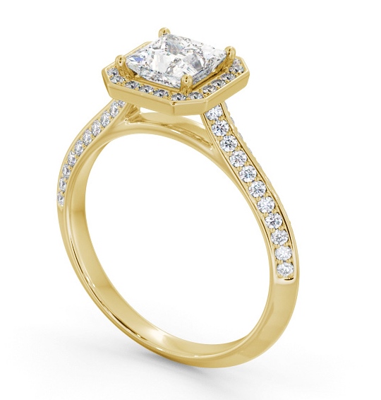 Halo Princess Diamond with Knife Edge Band Engagement Ring 9K Yellow Gold ENPR99_YG_THUMB1