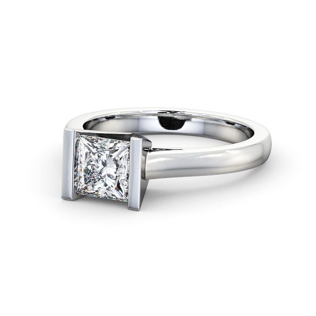 Princess Diamond Engagement Ring 18K White Gold Solitaire - Penare ENPR9_WG_FLAT