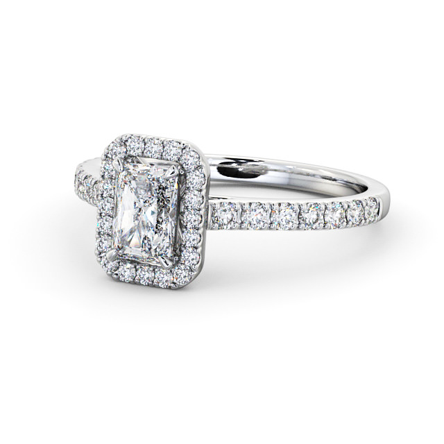Halo Radiant Diamond Engagement Ring 18K White Gold - Antonia ENRA10_WG_FLAT