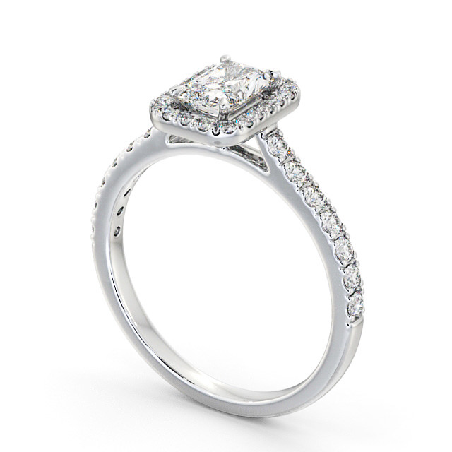 Halo Radiant Diamond Engagement Ring 18K White Gold - Antonia ENRA10_WG_SIDE