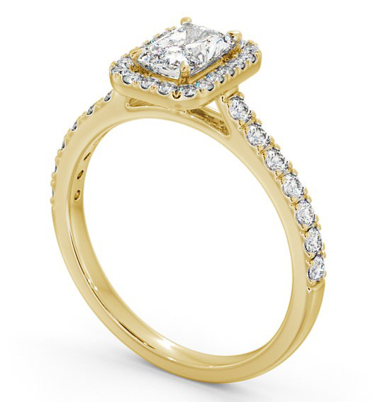 Halo Radiant Diamond Classic Engagement Ring 18K Yellow Gold ENRA10_YG_THUMB1 