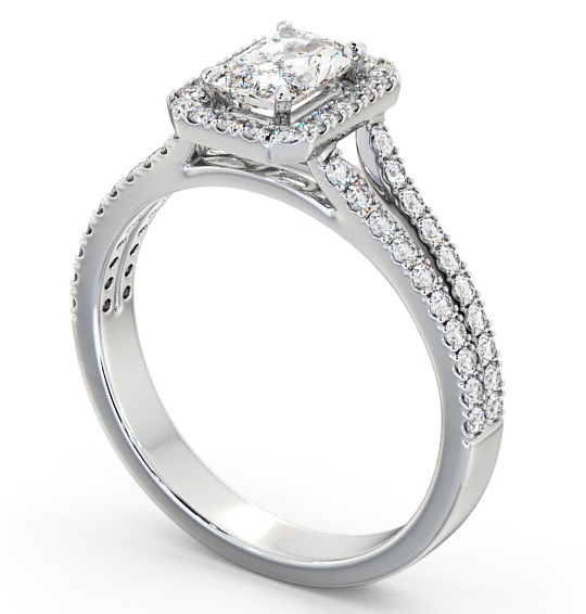 Halo Radiant Diamond Split Band Engagement Ring 18K White Gold ENRA11_WG_THUMB1 