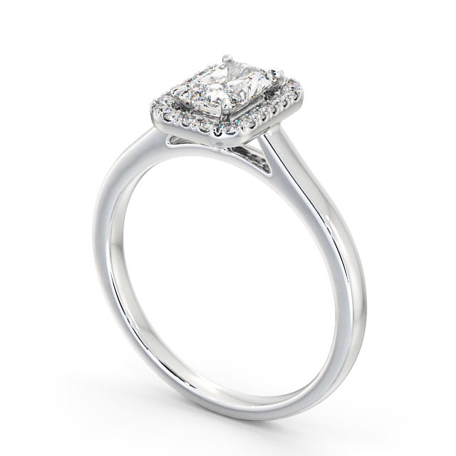Halo Radiant Diamond Engagement Ring 18K White Gold - Melania