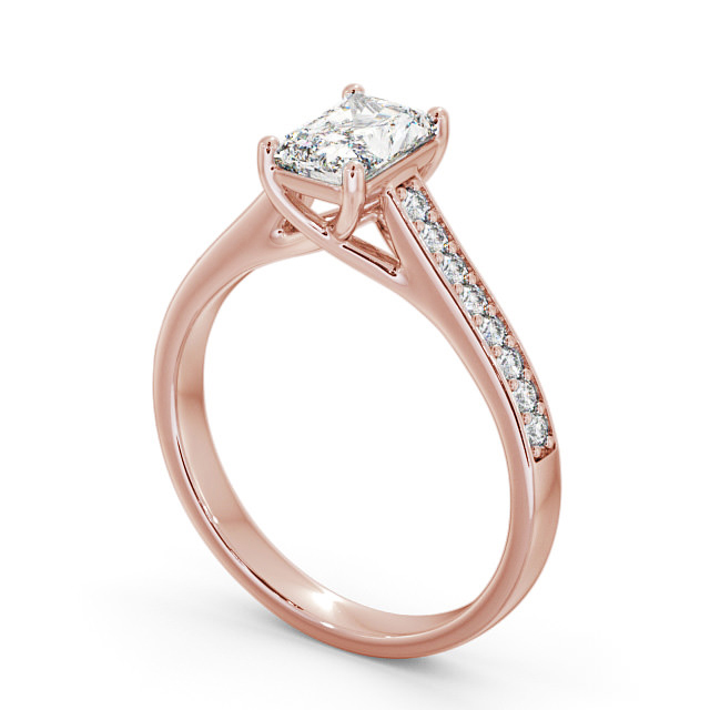 Radiant Diamond Engagement Ring 18K Rose Gold Solitaire With Side Stones - Soreya ENRA13S_RG_SIDE