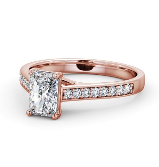  Radiant Diamond Engagement Ring 9K Rose Gold Solitaire With Side Stones - Soreya ENRA13S_RG_THUMB2 