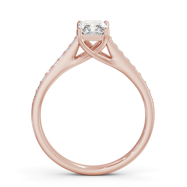 Radiant Diamond Engagement Ring 18K Rose Gold Solitaire With Side Stones - Soreya ENRA13S_RG_UP