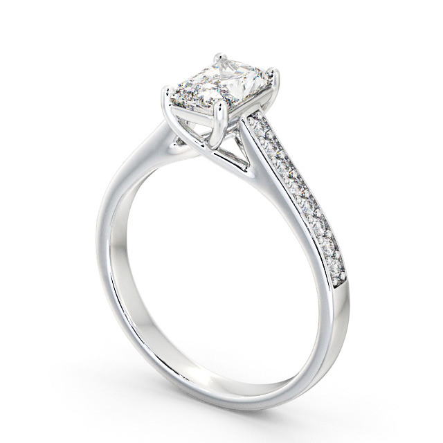 Radiant Diamond Engagement Ring Palladium Solitaire With Side Stones - Soreya ENRA13S_WG_SIDE