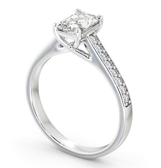 Radiant Diamond Engagement Ring Palladium Solitaire With Side Stones - Soreya ENRA13S_WG_THUMB1