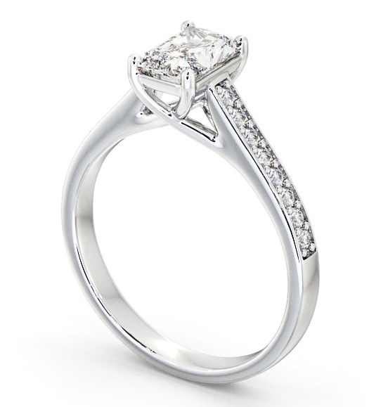 Radiant Diamond Trellis Design Engagement Ring Platinum Solitaire with Channel Set Side Stones ENRA13S_WG_THUMB1