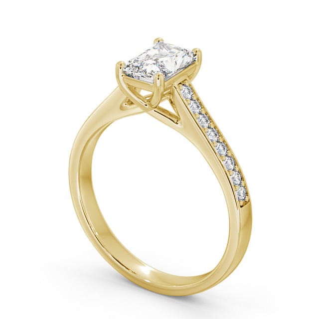 Radiant Diamond Engagement Ring 9K Yellow Gold Solitaire With Side Stones - Soreya ENRA13S_YG_SIDE