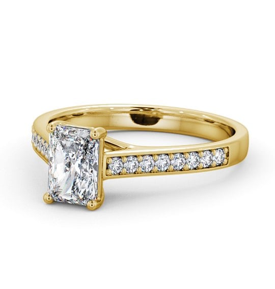  Radiant Diamond Engagement Ring 18K Yellow Gold Solitaire With Side Stones - Soreya ENRA13S_YG_THUMB2 
