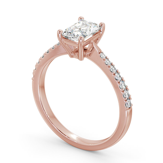 Radiant Diamond Engagement Ring 9K Rose Gold Solitaire With Side Stones - Covelle ENRA14S_RG_SIDE