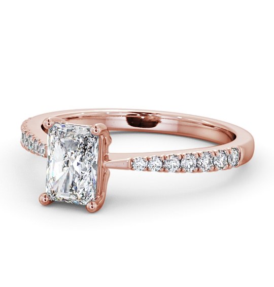 Radiant Diamond Pinched Band Engagement Ring 9K Rose Gold Solitaire with Channel Set Side Stones ENRA14S_RG_THUMB2 
