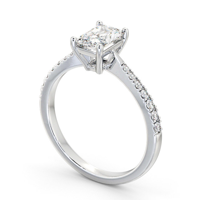 Radiant Diamond Engagement Ring Palladium Solitaire With Side Stones - Covelle ENRA14S_WG_SIDE