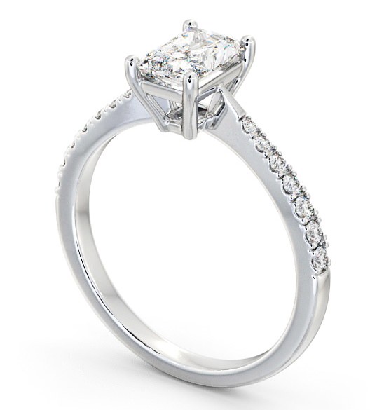 Radiant Diamond Pinched Band Engagement Ring 9K White Gold Solitaire with Channel Set Side Stones ENRA14S_WG_THUMB1 