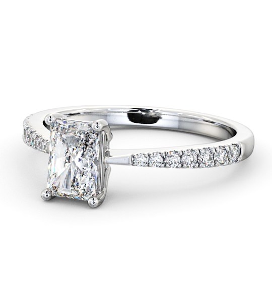 Radiant Diamond Pinched Band Engagement Ring 18K White Gold Solitaire with Channel Set Side Stones ENRA14S_WG_THUMB2 