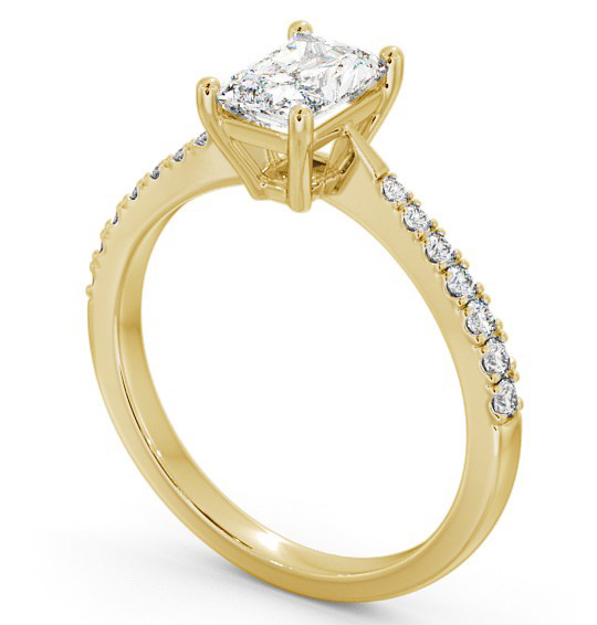 Radiant Diamond Pinched Band Engagement Ring 9K Yellow Gold Solitaire with Channel Set Side Stones ENRA14S_YG_THUMB1