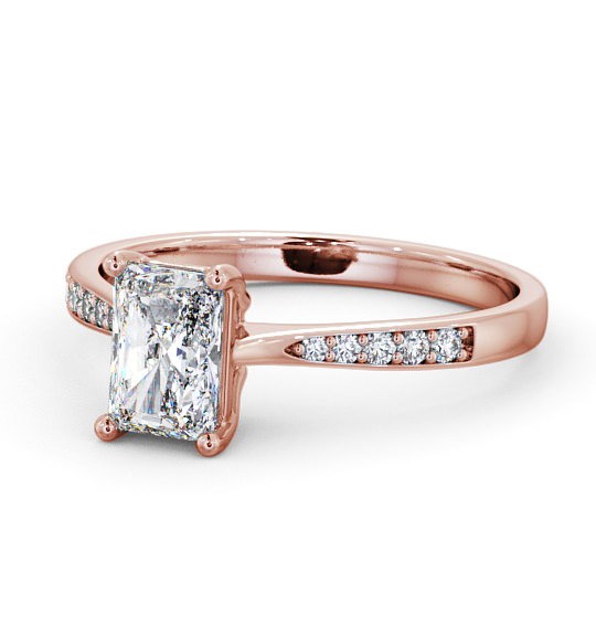 Radiant Diamond Pinched Band Engagement Ring 9K Rose Gold Solitaire with Channel Set Side Stones ENRA15S_RG_THUMB2 