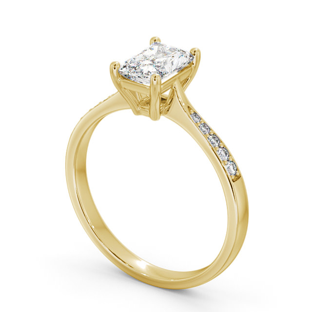 Radiant Diamond Engagement Ring 9K Yellow Gold Solitaire With Side Stones - Bermel ENRA15S_YG_SIDE