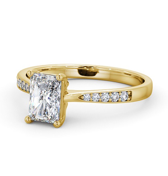  Radiant Diamond Engagement Ring 9K Yellow Gold Solitaire With Side Stones - Bermel ENRA15S_YG_THUMB2 