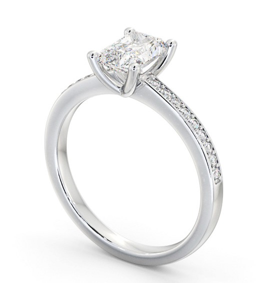 Radiant Diamond 4 Prong Engagement Ring 9K White Gold Solitaire with Channel Set Side Stones ENRA16S_WG_THUMB1