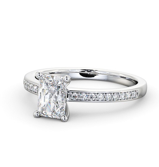 Radiant Diamond Engagement Ring 9K White Gold Solitaire With Side Stones - Dominique ENRA16S_WG_THUMB2 
