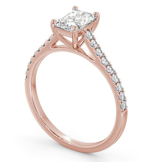 Radiant Diamond 4 Prong Engagement Ring 18K Rose Gold Solitaire with Channel Set Side Stones ENRA17_RG_THUMB1 