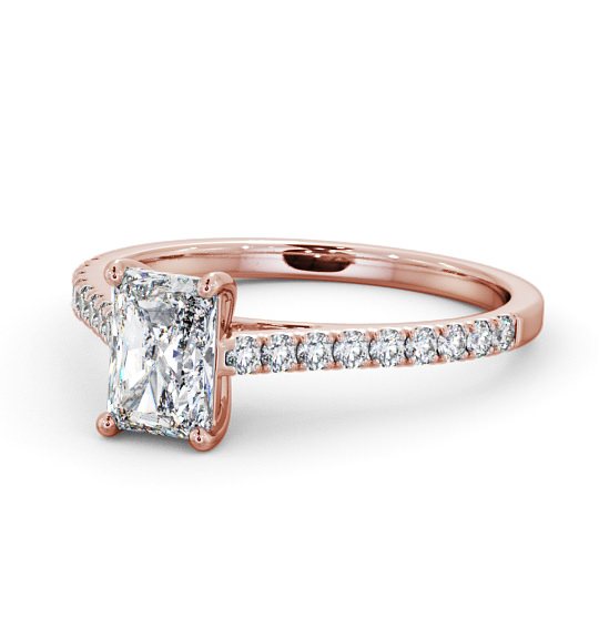Radiant Diamond 4 Prong Engagement Ring 18K Rose Gold Solitaire with Channel Set Side Stones ENRA17_RG_THUMB2 