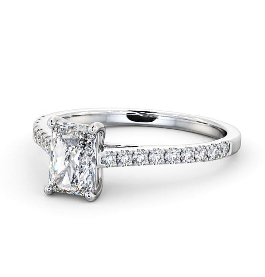  Radiant Diamond Engagement Ring Platinum Solitaire With Side Stones - Reina ENRA17_WG_THUMB2 