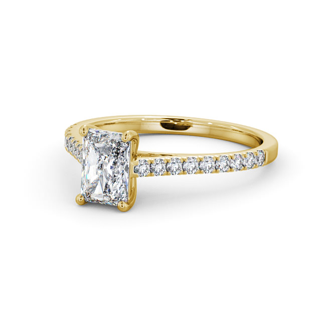 Radiant Diamond Engagement Ring 9K Yellow Gold Solitaire With Side Stones - Reina ENRA17_YG_FLAT