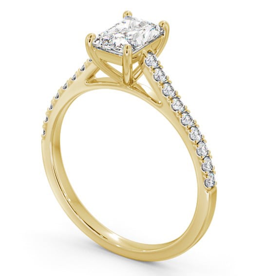 Radiant Diamond Engagement Ring 9K Yellow Gold Solitaire With Side Stones - Reina ENRA17_YG_THUMB1