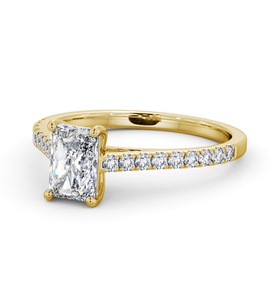 Radiant Diamond 4 Prong Engagement Ring 18K Yellow Gold Solitaire with Channel Set Side Stones ENRA17_YG_THUMB2 